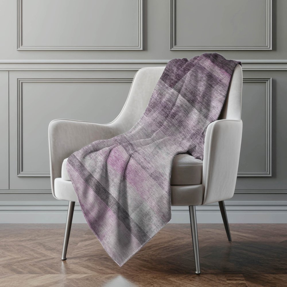 Premium Machine Washable ASB568 Purple 50" x 70" Sherpa Throw Blanket. Picture 4