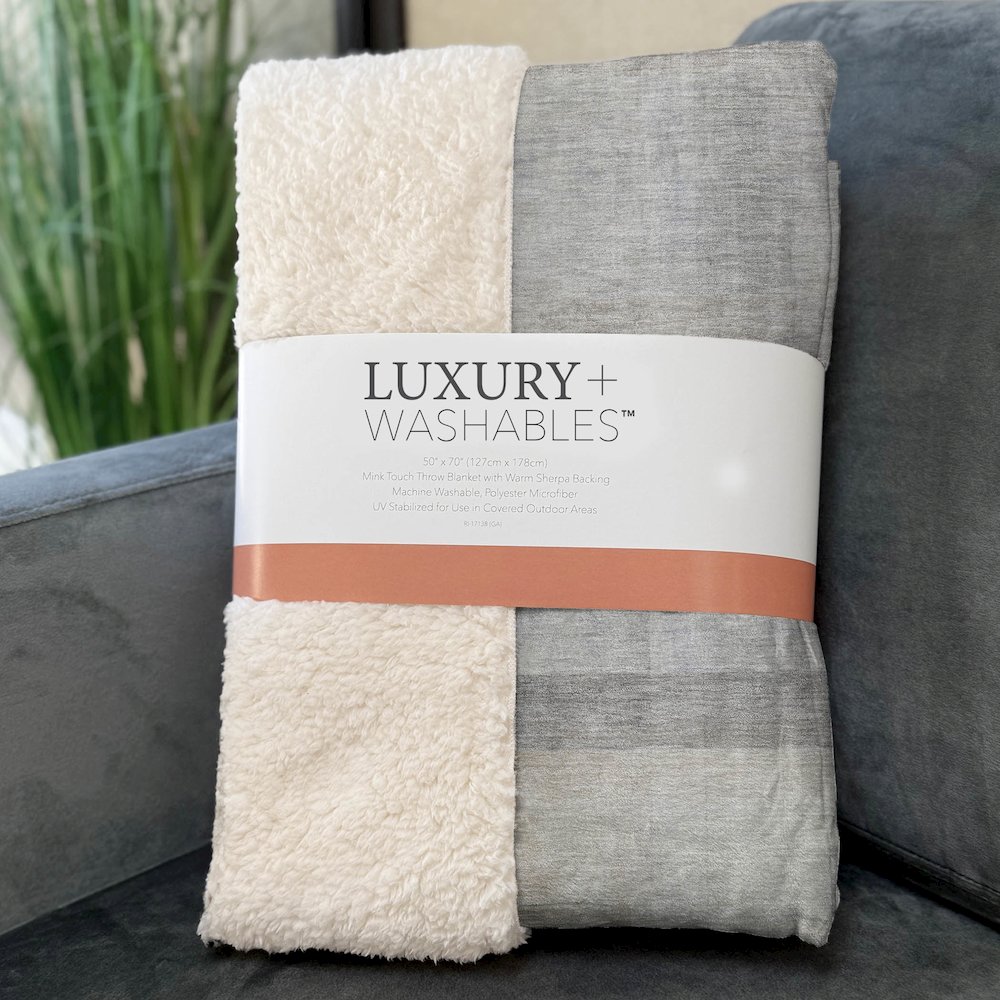 Premium Machine Washable ASB568 Taupe 50" x 70" Sherpa Throw Blanket. Picture 3