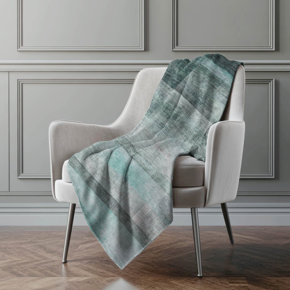 Premium Machine Washable ASB568 Teal 50" x 70" Sherpa Throw Blanket. Picture 4