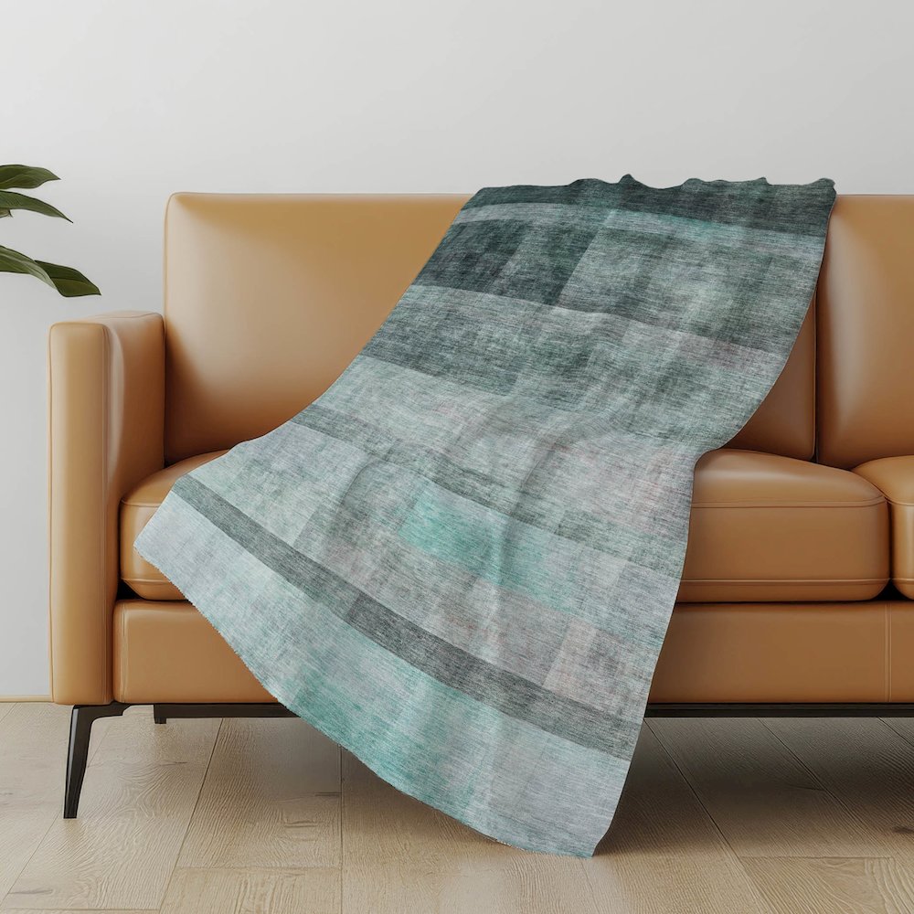 Premium Machine Washable ASB568 Teal 50" x 70" Sherpa Throw Blanket. Picture 5
