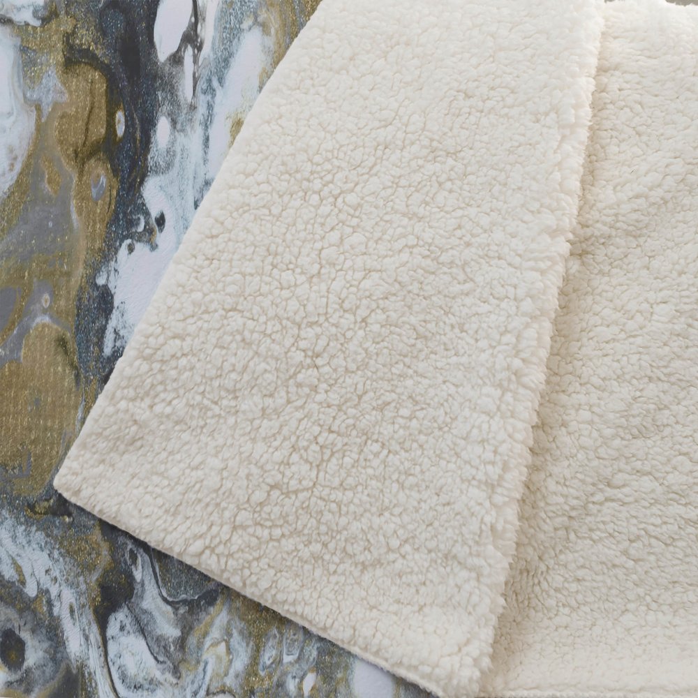 Premium Machine Washable ASB56 Smoke 50" x 70" Sherpa Throw Blanket. Picture 2