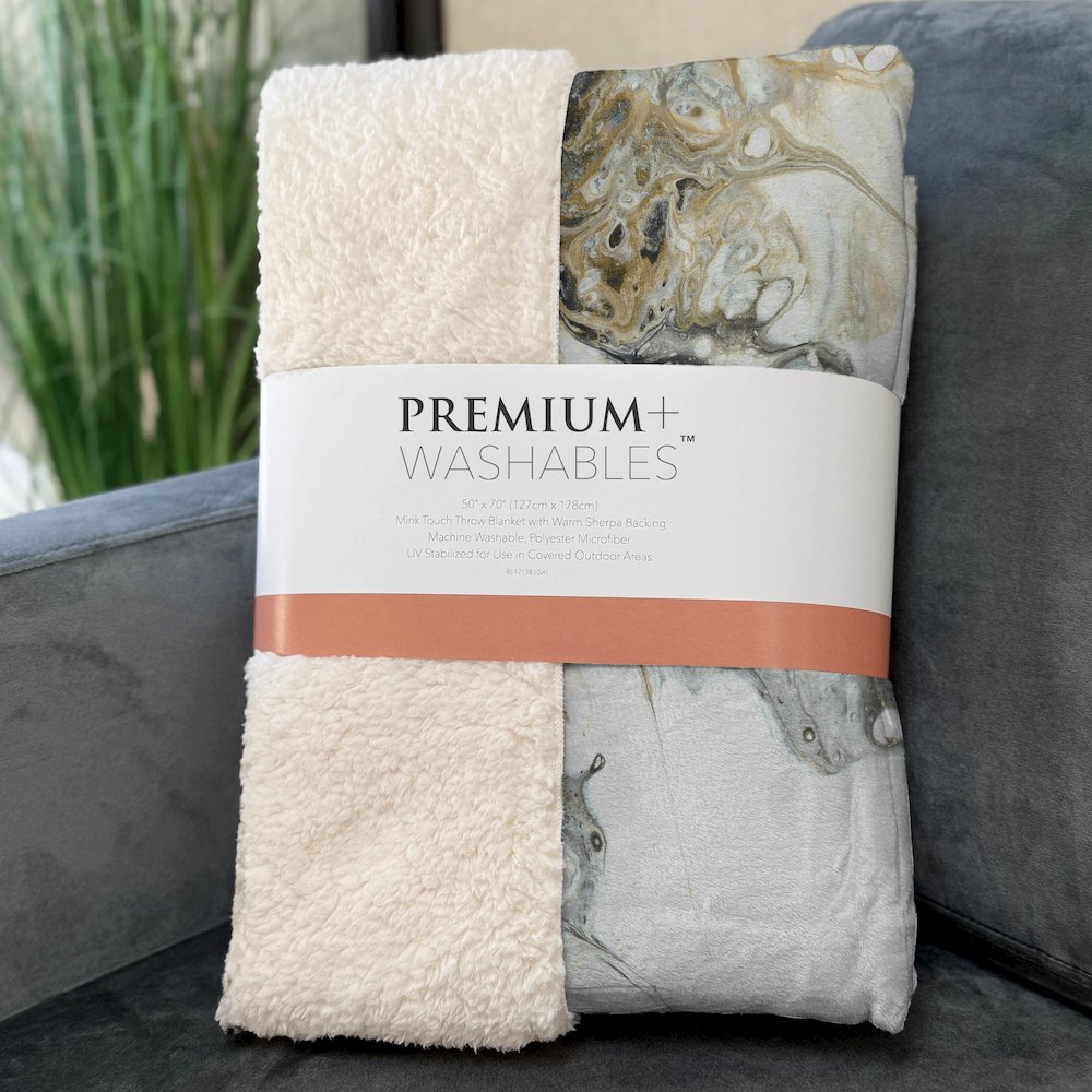 Premium Machine Washable ASB56 Smoke 50" x 70" Sherpa Throw Blanket. Picture 3