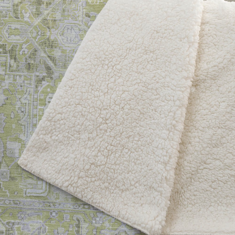 Premium Machine Washable ASB570 Aloe 50" x 70" Sherpa Throw Blanket. Picture 2