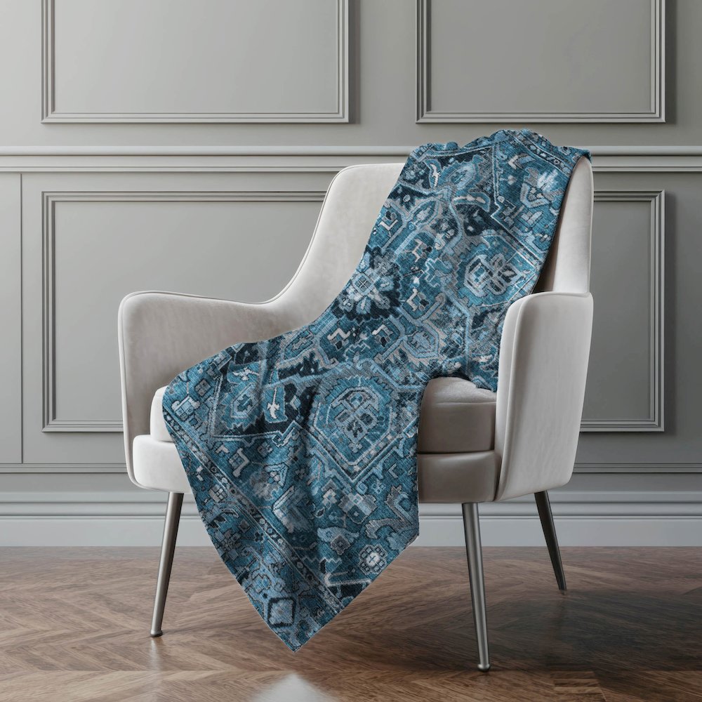 Premium Machine Washable ASB570 Blue 50" x 70" Sherpa Throw Blanket. Picture 4