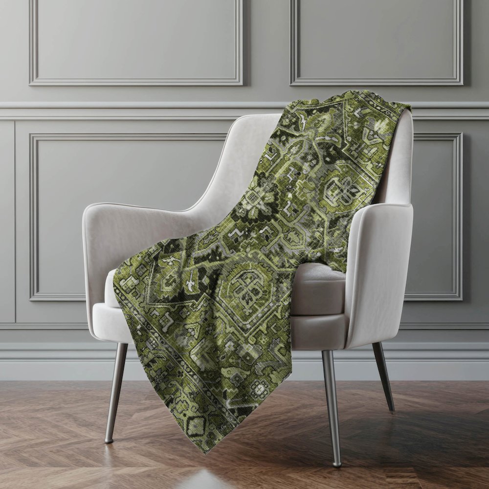 Premium Machine Washable ASB570 Olive 50" x 70" Sherpa Throw Blanket. Picture 4