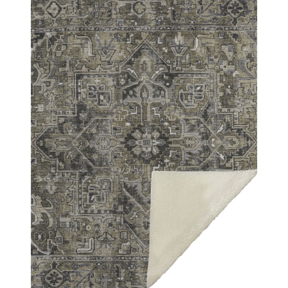 Premium Machine Washable ASB570 Taupe 50" x 70" Sherpa Throw Blanket. Picture 1