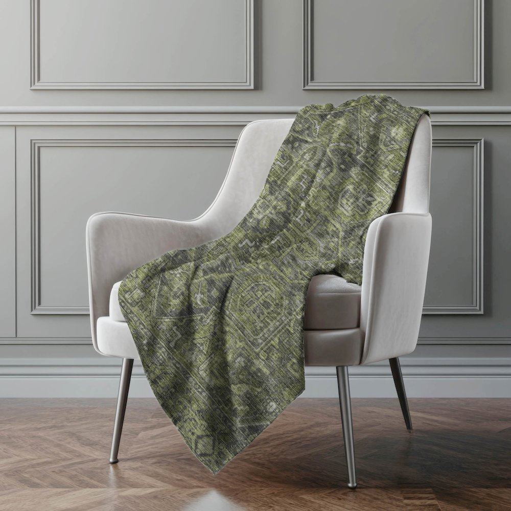 Premium Machine Washable ASB571 Green 50" x 70" Sherpa Throw Blanket. Picture 4