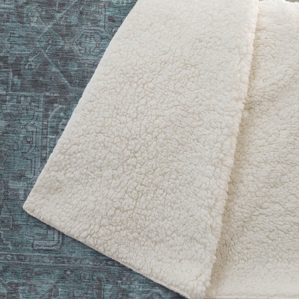 Premium Machine Washable ASB571 Turquoise 50" x 70" Sherpa Throw Blanket. Picture 2