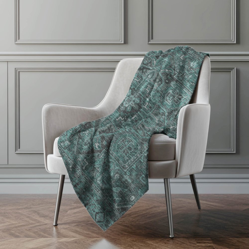 Premium Machine Washable ASB571 Turquoise 50" x 70" Sherpa Throw Blanket. Picture 4