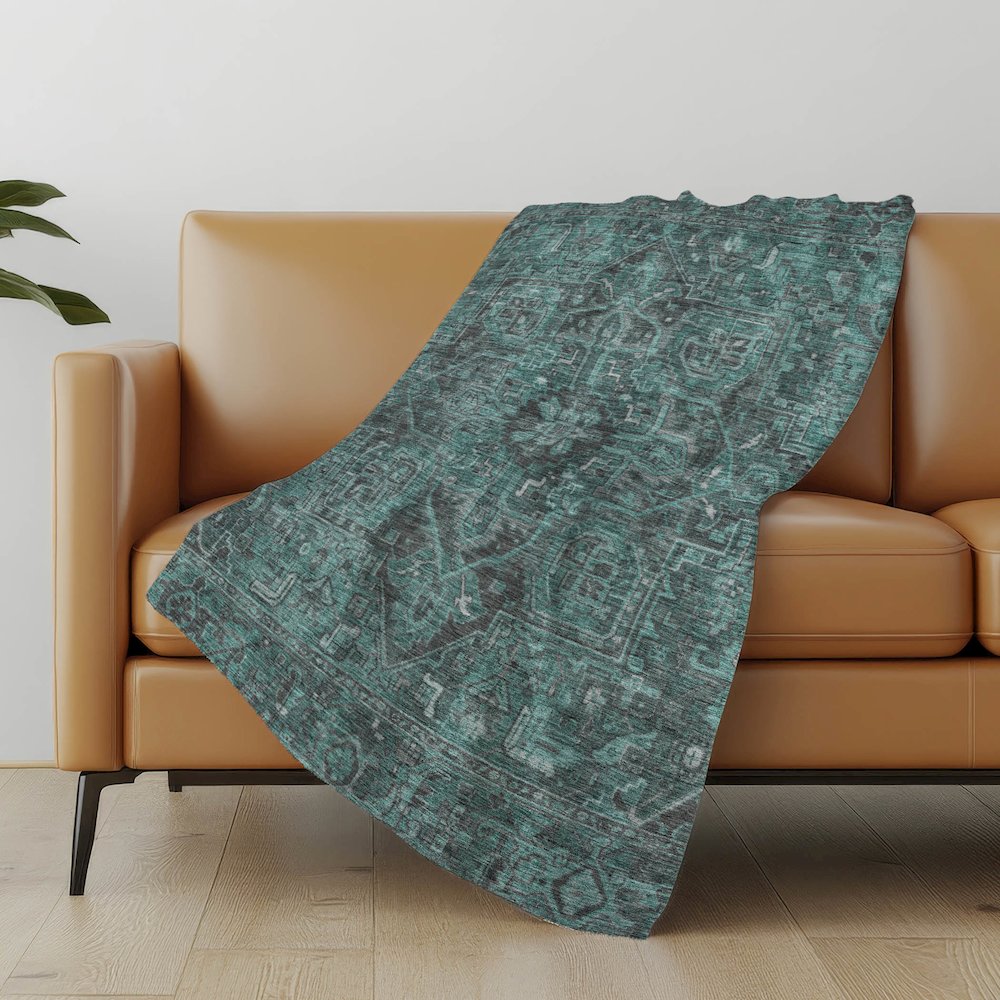 Premium Machine Washable ASB571 Turquoise 50" x 70" Sherpa Throw Blanket. Picture 5