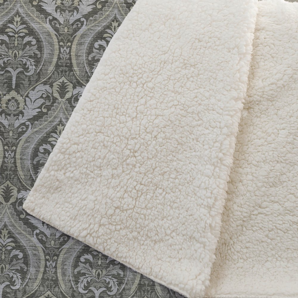 Premium Machine Washable ASB572 Taupe 50" x 70" Sherpa Throw Blanket. Picture 2