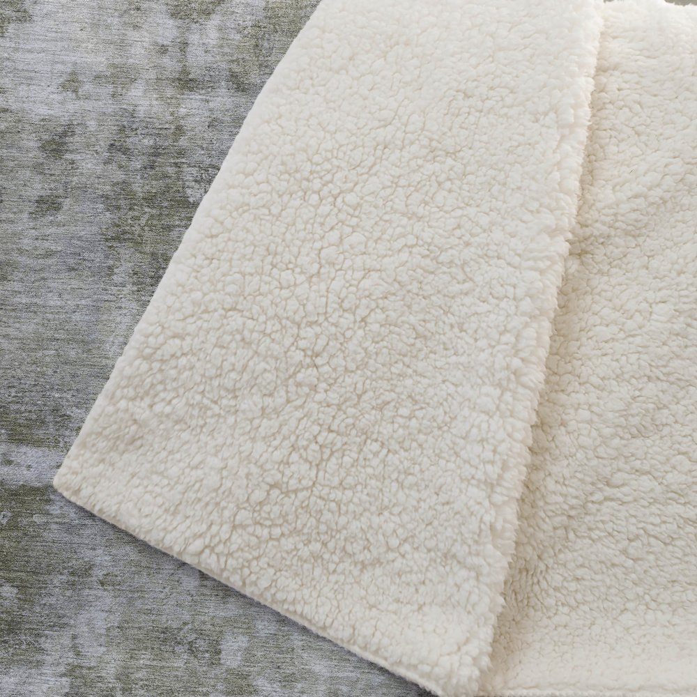 Premium Machine Washable ASB573 Beige 50" x 70" Sherpa Throw Blanket. Picture 2