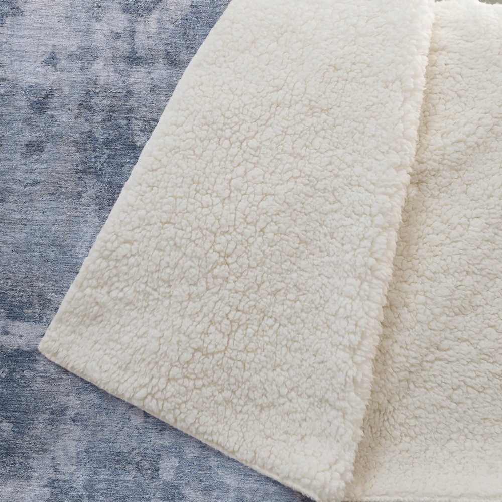 Premium Machine Washable ASB573 Blue 50" x 70" Sherpa Throw Blanket. Picture 2