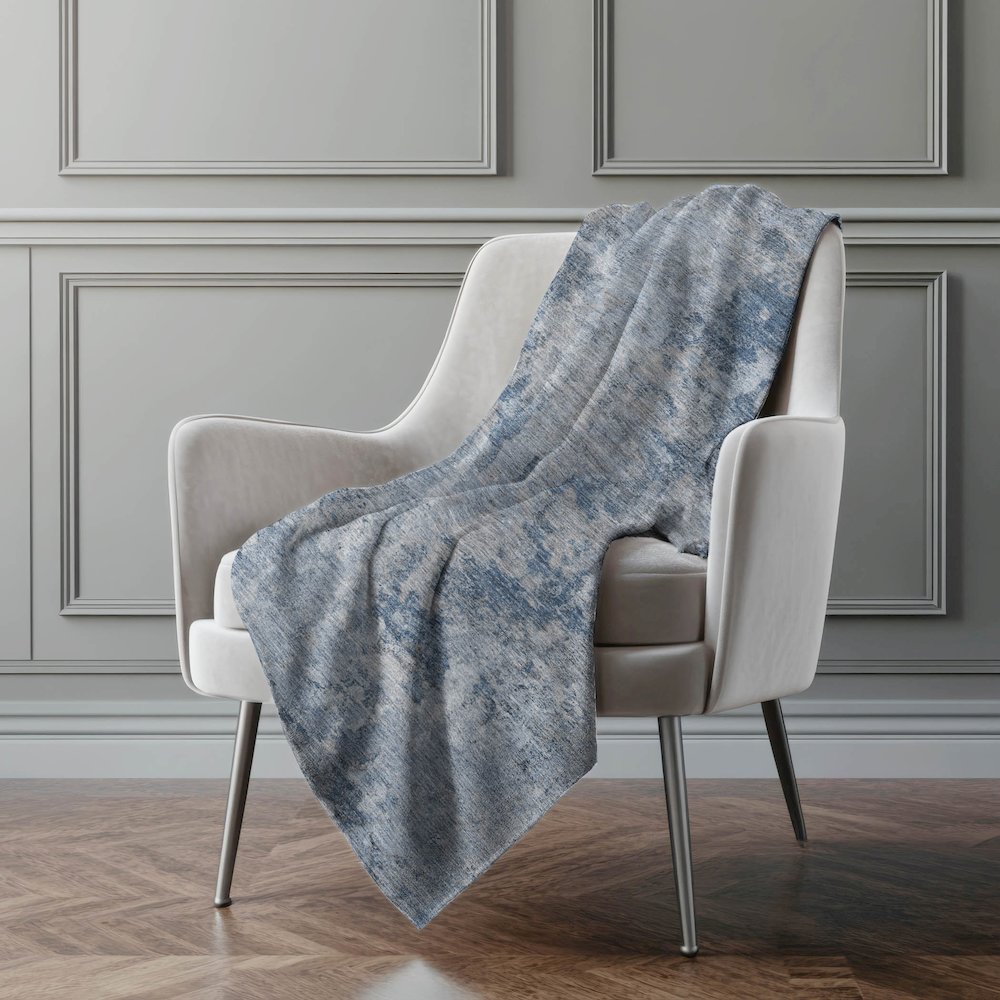 Premium Machine Washable ASB573 Blue 50" x 70" Sherpa Throw Blanket. Picture 4