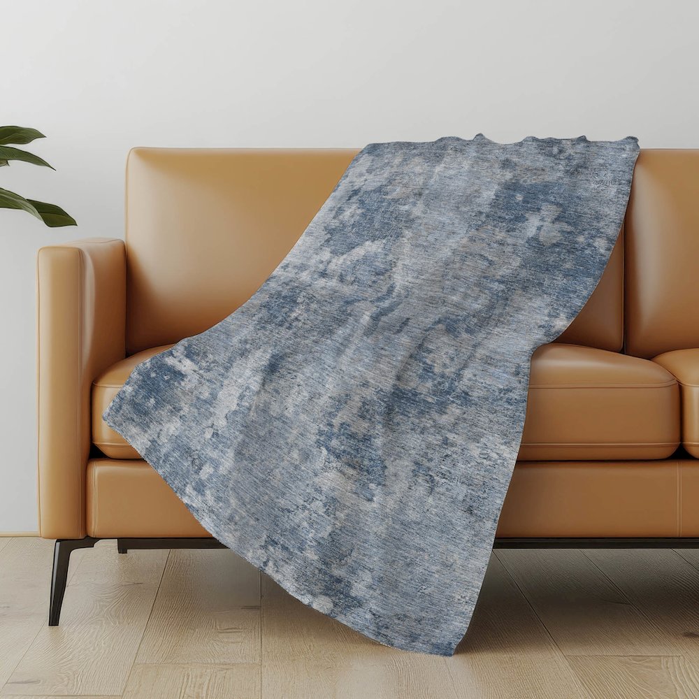 Premium Machine Washable ASB573 Blue 50" x 70" Sherpa Throw Blanket. Picture 5