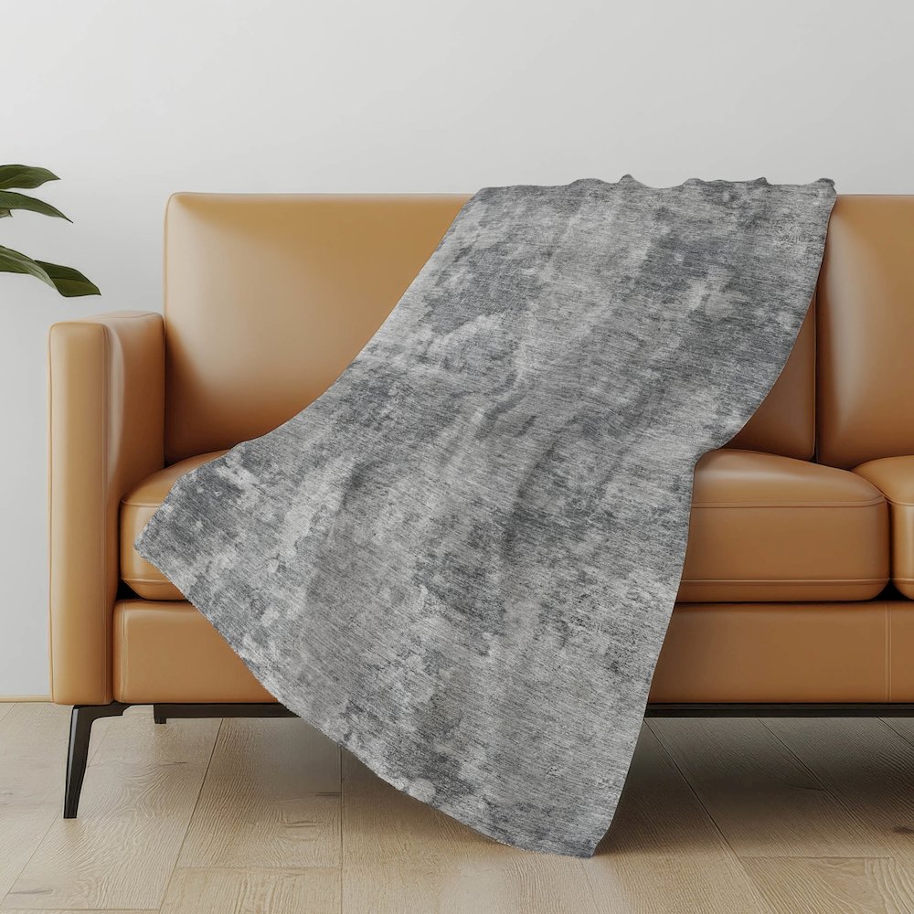 Premium Machine Washable ASB573 Gray 50" x 70" Sherpa Throw Blanket. Picture 5