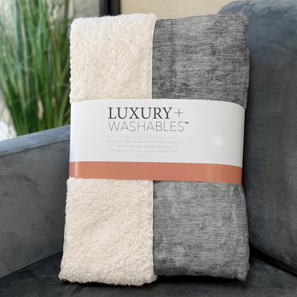 Premium Machine Washable ASB573 Gray 50" x 70" Sherpa Throw Blanket. Picture 3