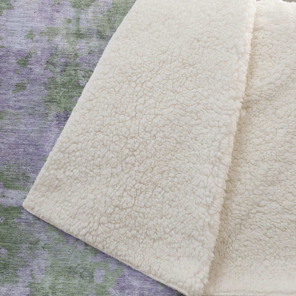 Premium Machine Washable ASB573 Green 50" x 70" Sherpa Throw Blanket. Picture 2