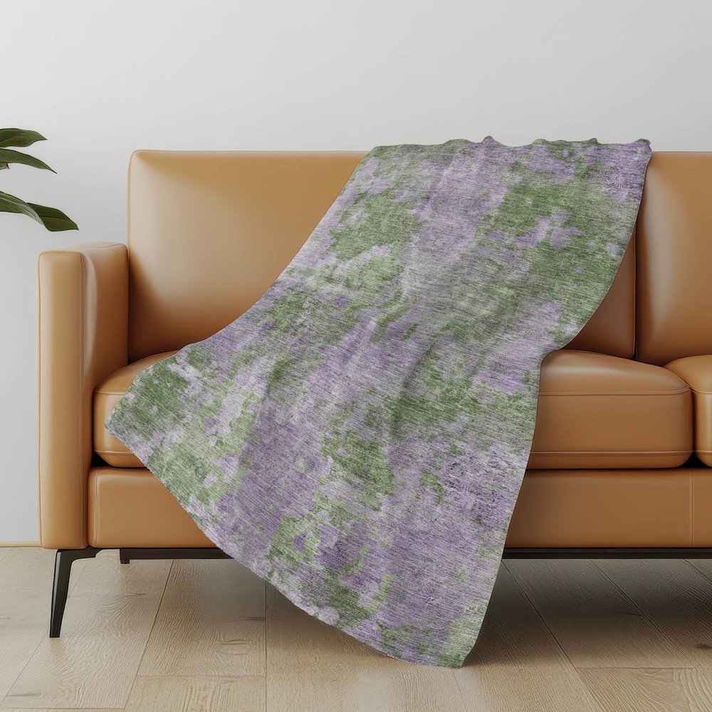 Premium Machine Washable ASB573 Green 50" x 70" Sherpa Throw Blanket. Picture 5