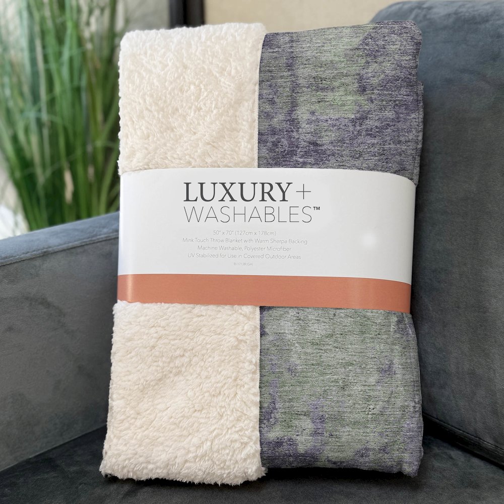 Premium Machine Washable ASB573 Purple 50" x 70" Sherpa Throw Blanket. Picture 3