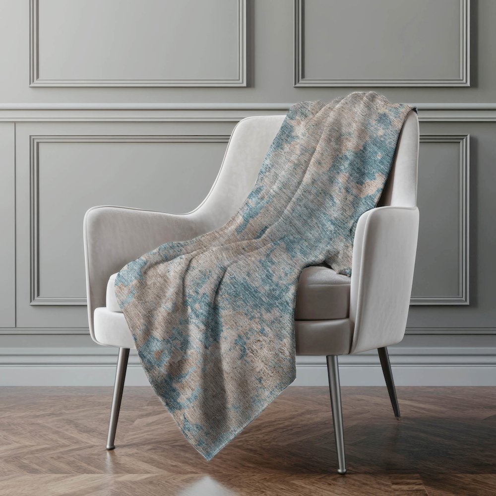 Premium Machine Washable ASB573 Teal 50" x 70" Sherpa Throw Blanket. Picture 4