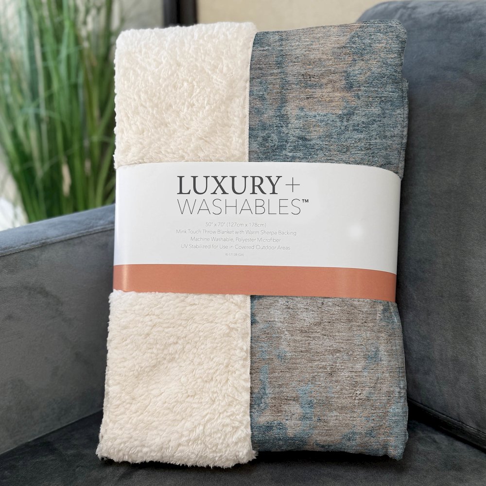 Premium Machine Washable ASB573 Teal 50" x 70" Sherpa Throw Blanket. Picture 3