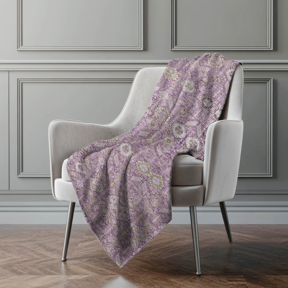 Premium Machine Washable ASB574 Lavender 50" x 70" Sherpa Throw Blanket. Picture 4