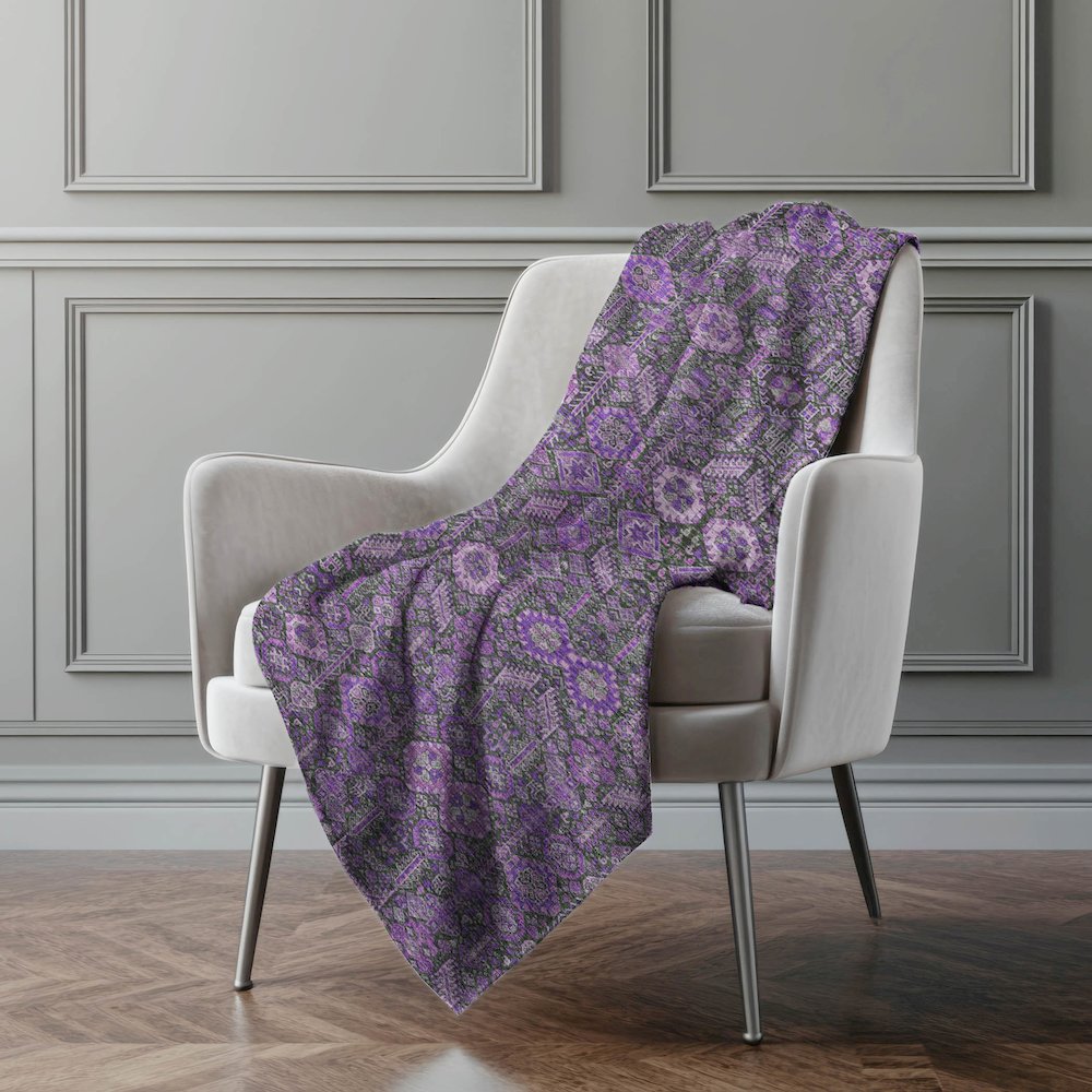 Premium Machine Washable ASB574 Purple 50" x 70" Sherpa Throw Blanket. Picture 4