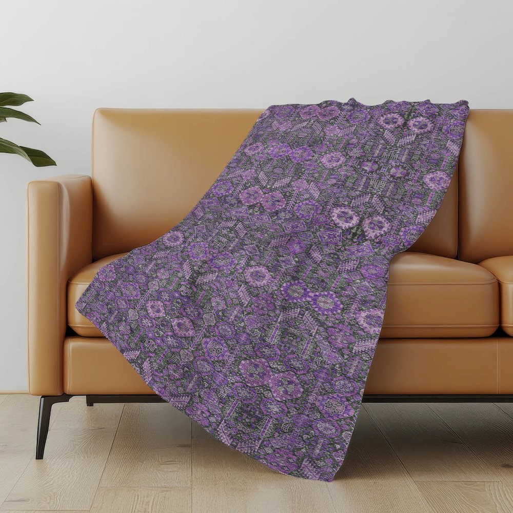 Premium Machine Washable ASB574 Purple 50" x 70" Sherpa Throw Blanket. Picture 5