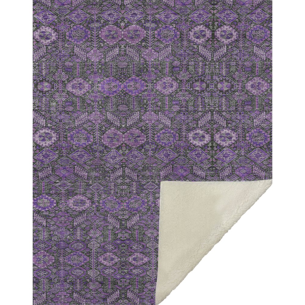 Premium Machine Washable ASB574 Purple 50" x 70" Sherpa Throw Blanket. Picture 1