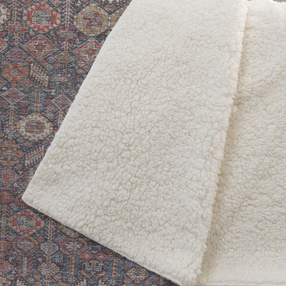 Premium Machine Washable ASB574 Red 50" x 70" Sherpa Throw Blanket. Picture 2