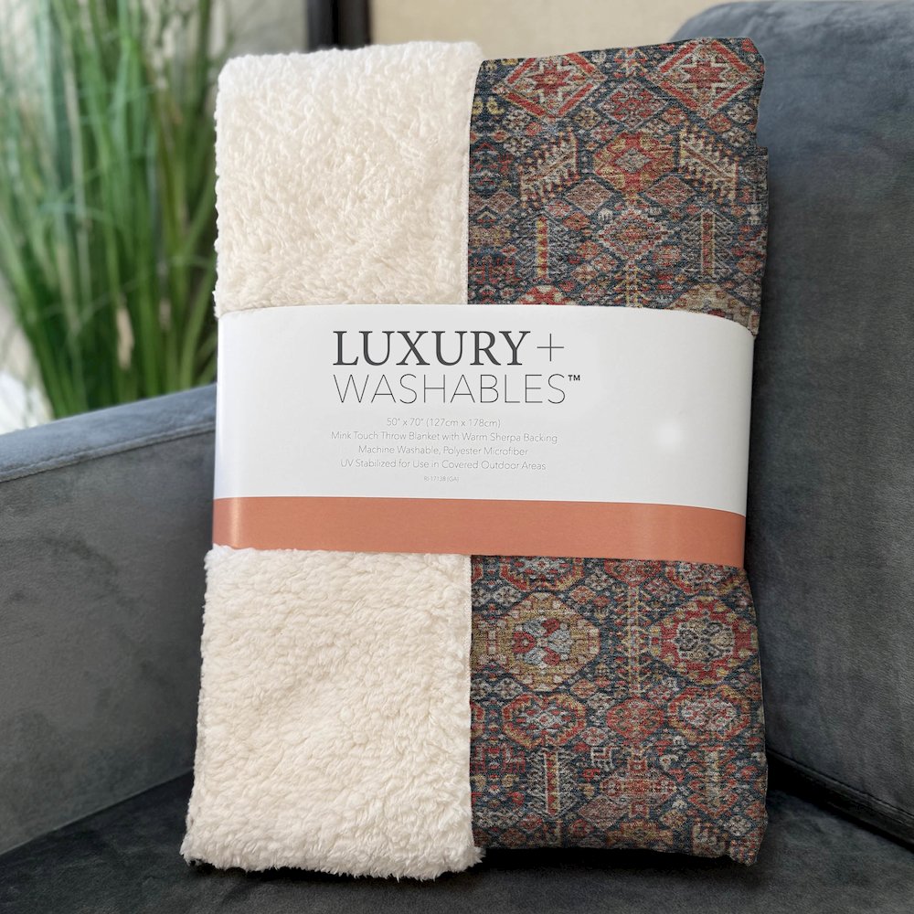 Premium Machine Washable ASB574 Red 50" x 70" Sherpa Throw Blanket. Picture 3