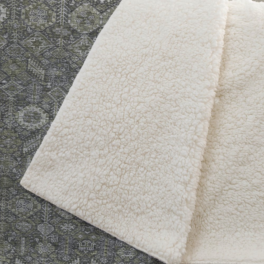 Premium Machine Washable ASB574 Taupe 50" x 70" Sherpa Throw Blanket. Picture 2