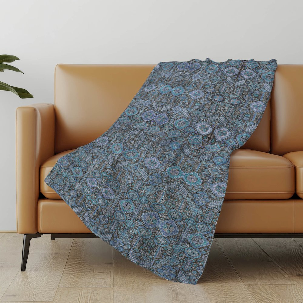 Premium Machine Washable ASB574 Teal 50" x 70" Sherpa Throw Blanket. Picture 5