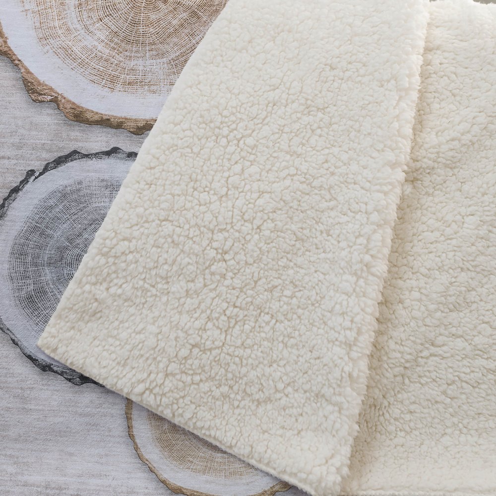 Premium Machine Washable ASB575 Beige 50" x 70" Sherpa Throw Blanket. Picture 2