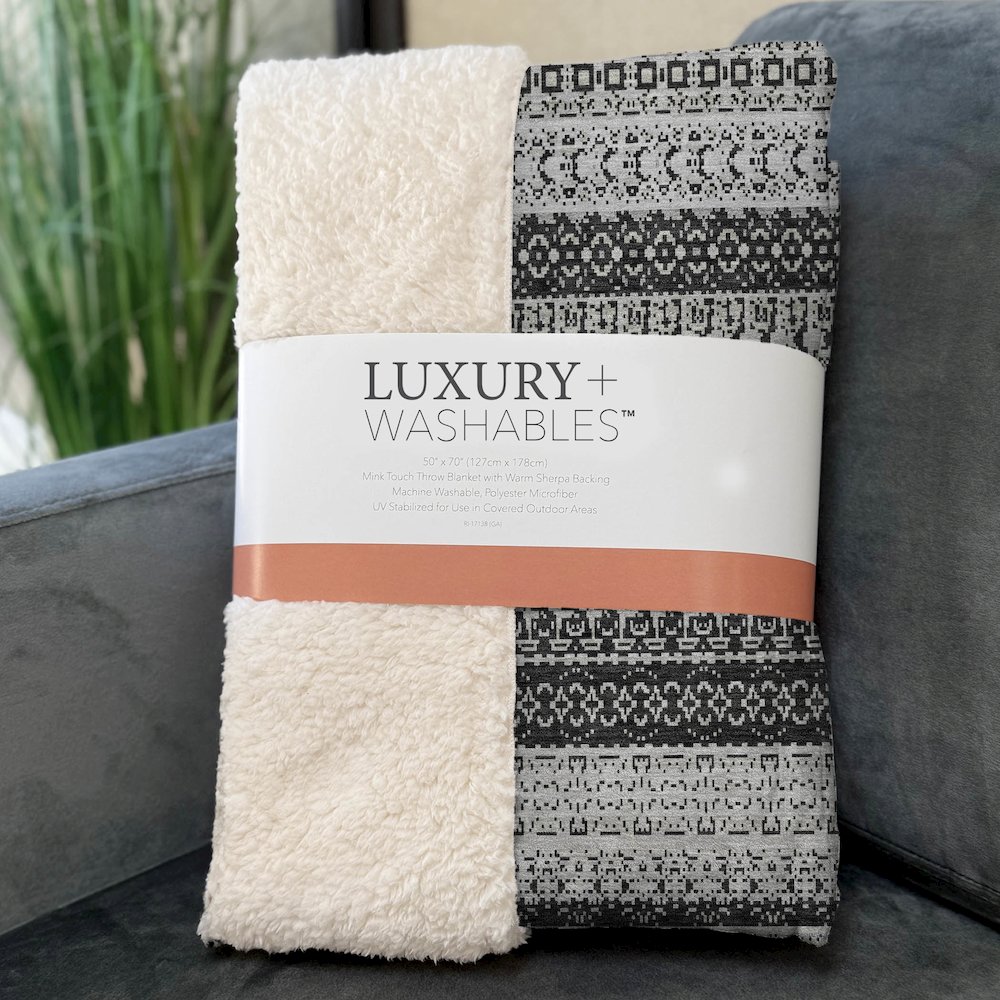 Premium Machine Washable ASB576 Black 50" x 70" Sherpa Throw Blanket. Picture 3