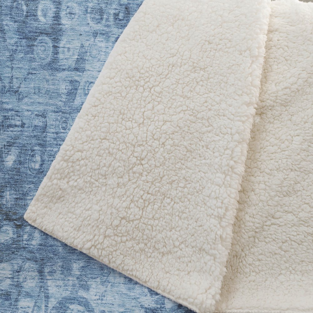 Premium Machine Washable ASB577 Blue 50" x 70" Sherpa Throw Blanket. Picture 2