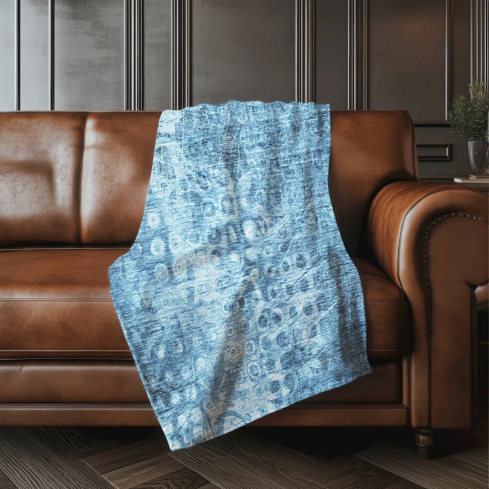 Premium Machine Washable ASB577 Blue 50" x 70" Sherpa Throw Blanket. Picture 4
