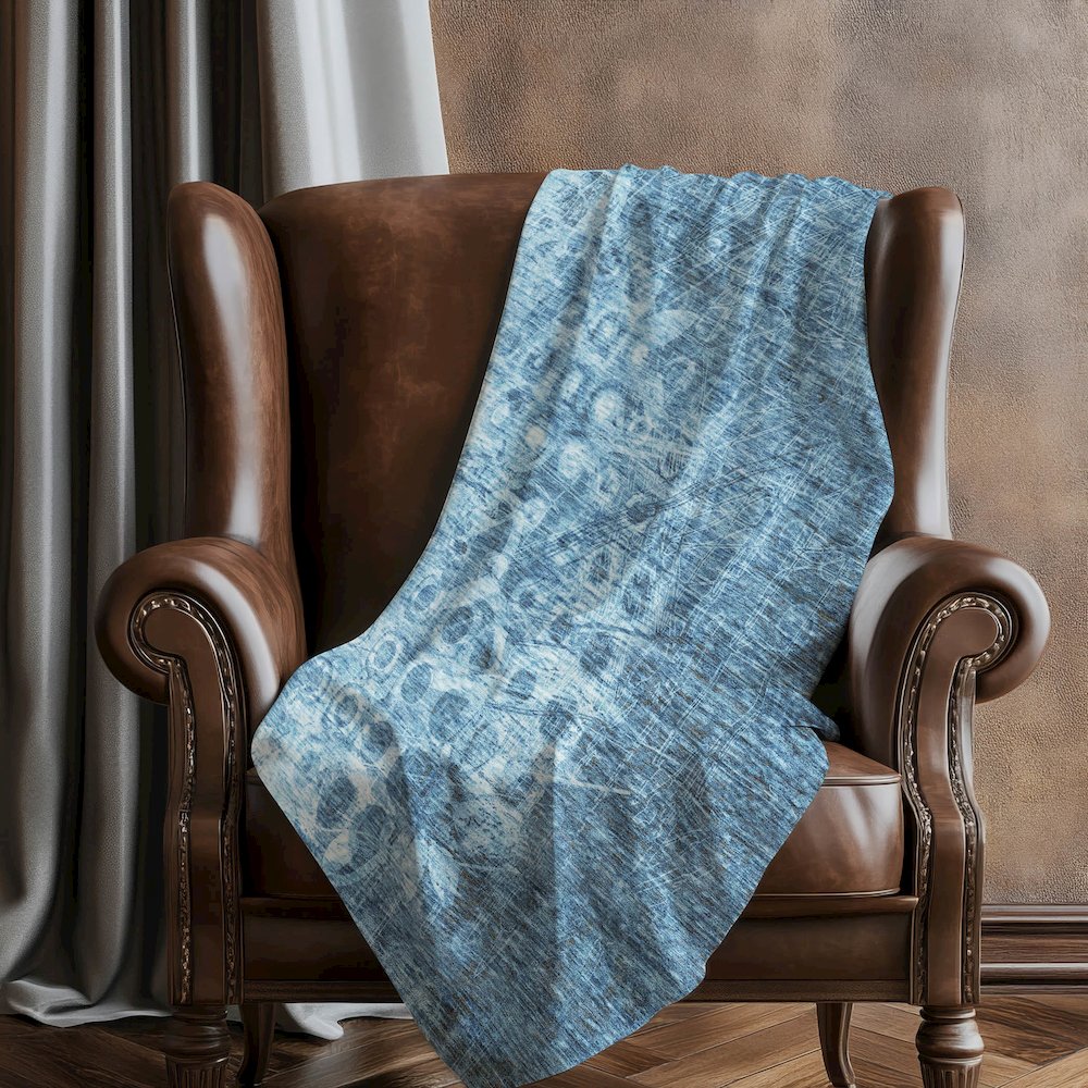 Premium Machine Washable ASB577 Blue 50" x 70" Sherpa Throw Blanket. Picture 5