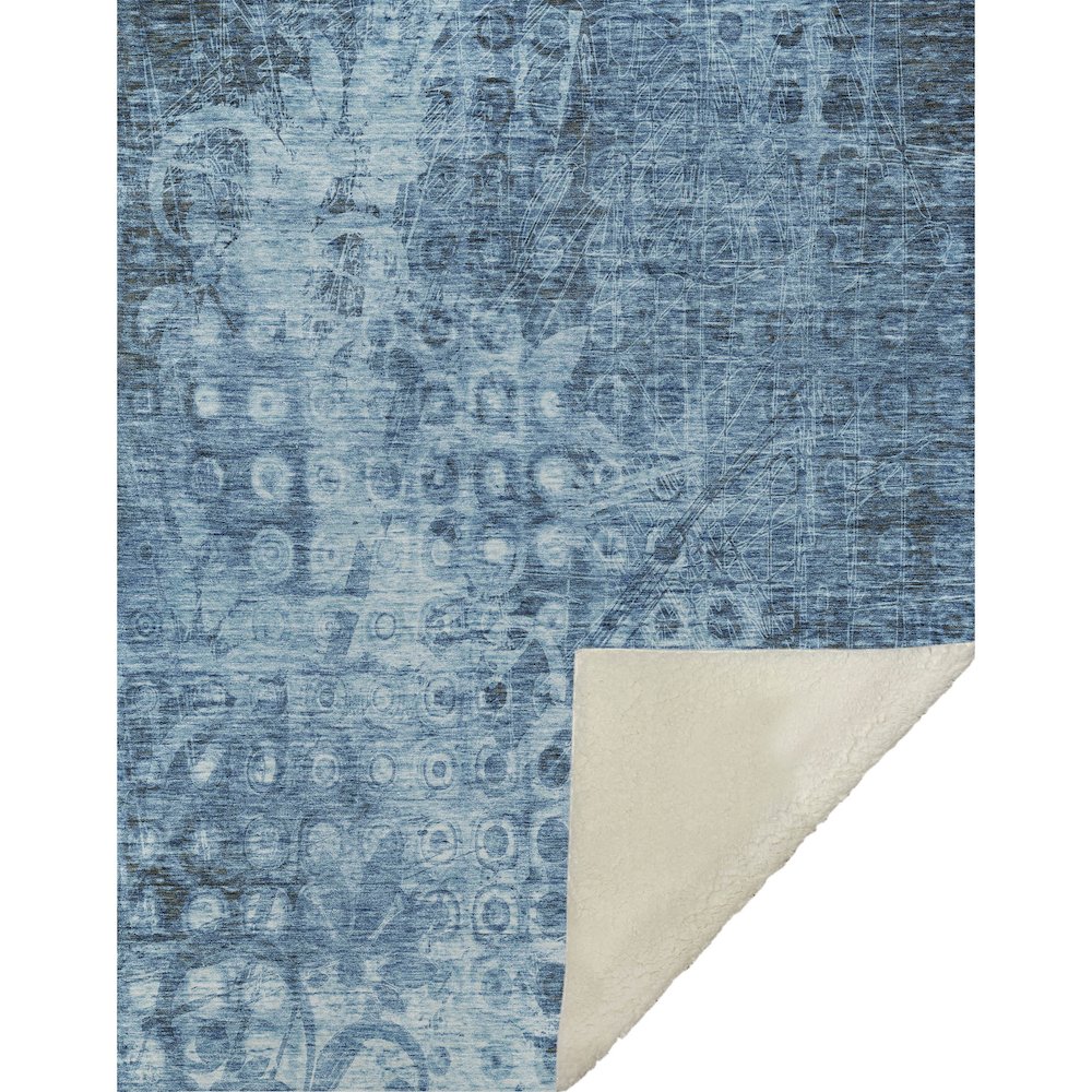 Premium Machine Washable ASB577 Blue 50" x 70" Sherpa Throw Blanket. Picture 1