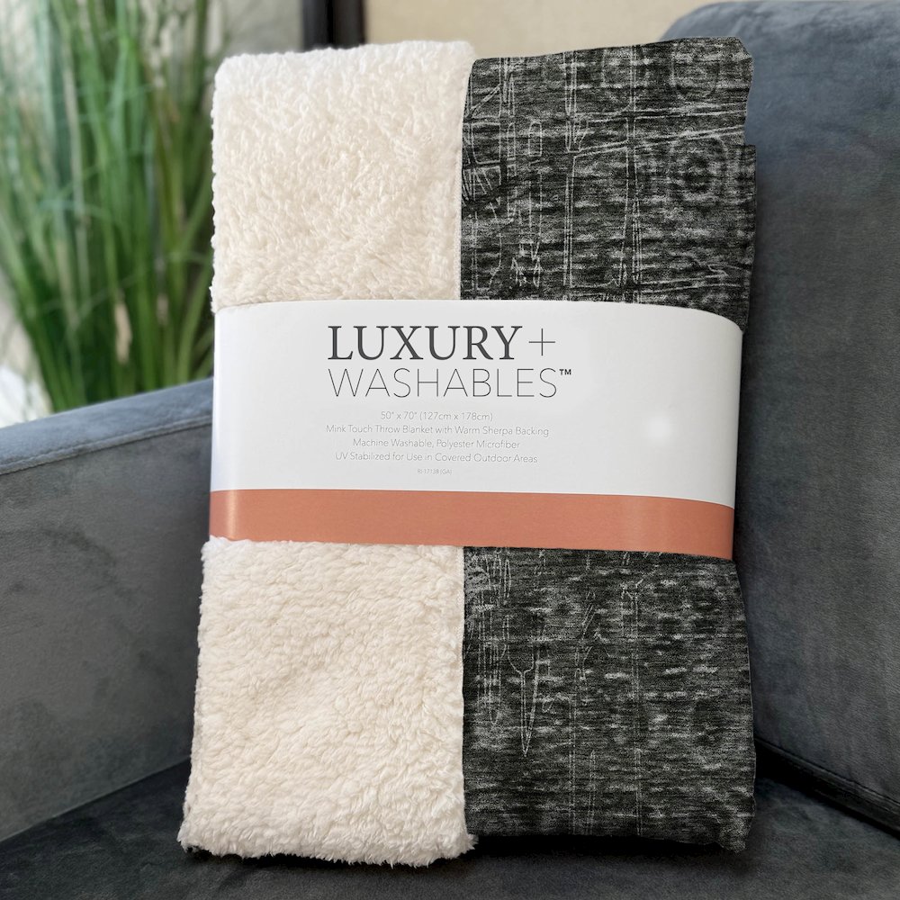 Premium Machine Washable ASB577 Charcoal 50" x 70" Sherpa Throw Blanket. Picture 3