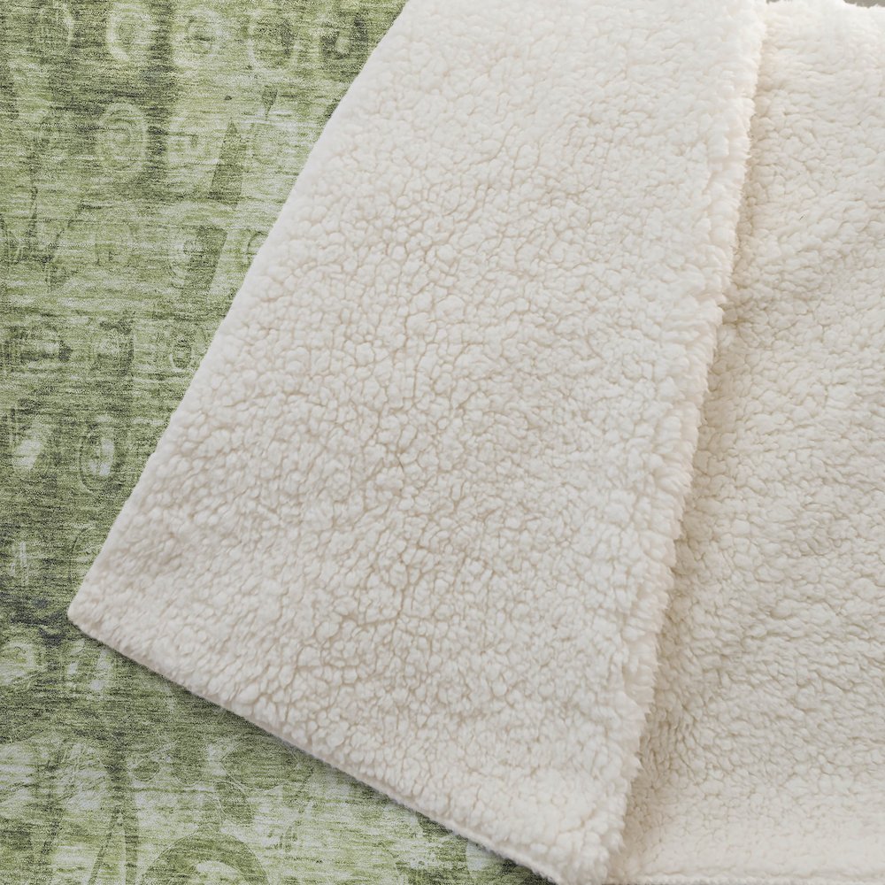 Premium Machine Washable ASB577 Olive 50" x 70" Sherpa Throw Blanket. Picture 2