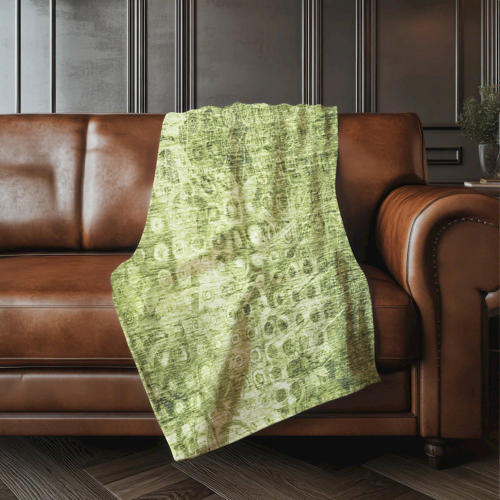 Premium Machine Washable ASB577 Olive 50" x 70" Sherpa Throw Blanket. Picture 4