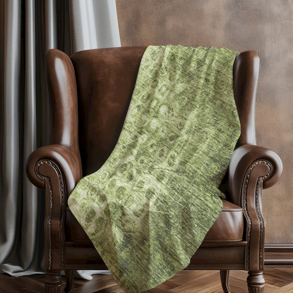 Premium Machine Washable ASB577 Olive 50" x 70" Sherpa Throw Blanket. Picture 5