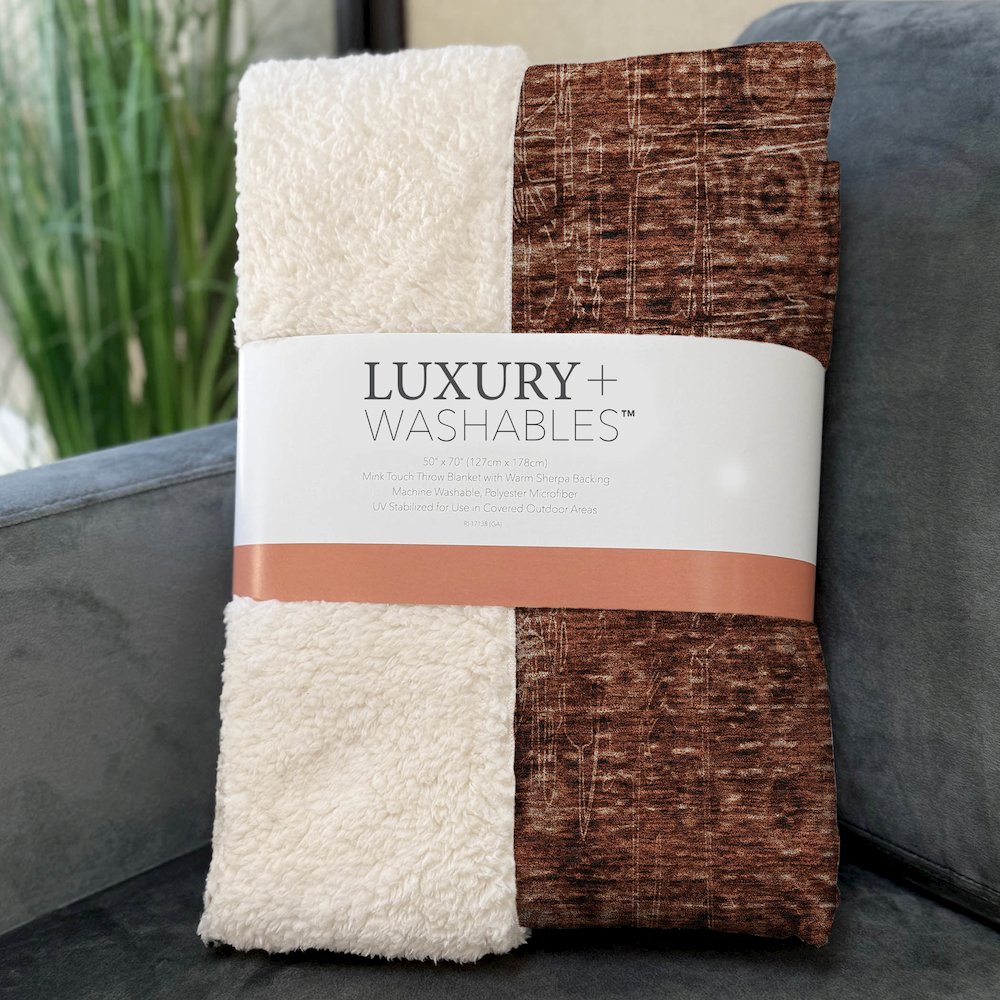 Premium Machine Washable ASB577 Paprika 50" x 70" Sherpa Throw Blanket. Picture 3