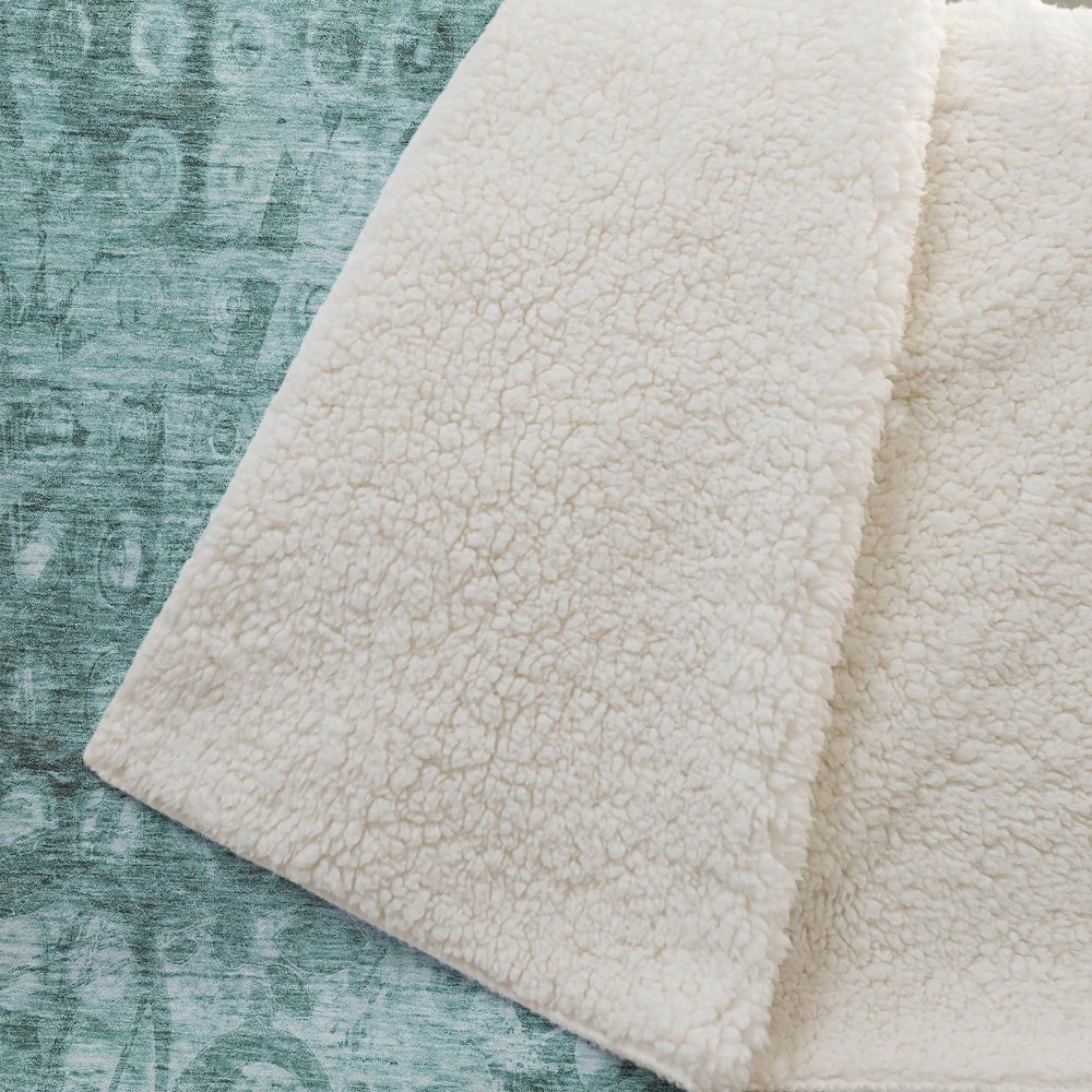 Premium Machine Washable ASB577 Teal 50" x 70" Sherpa Throw Blanket. Picture 2