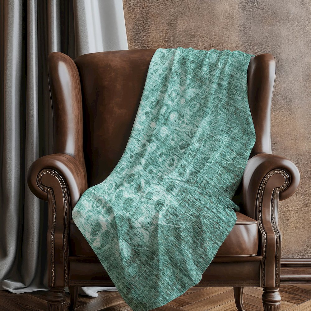 Premium Machine Washable ASB577 Teal 50" x 70" Sherpa Throw Blanket. Picture 5
