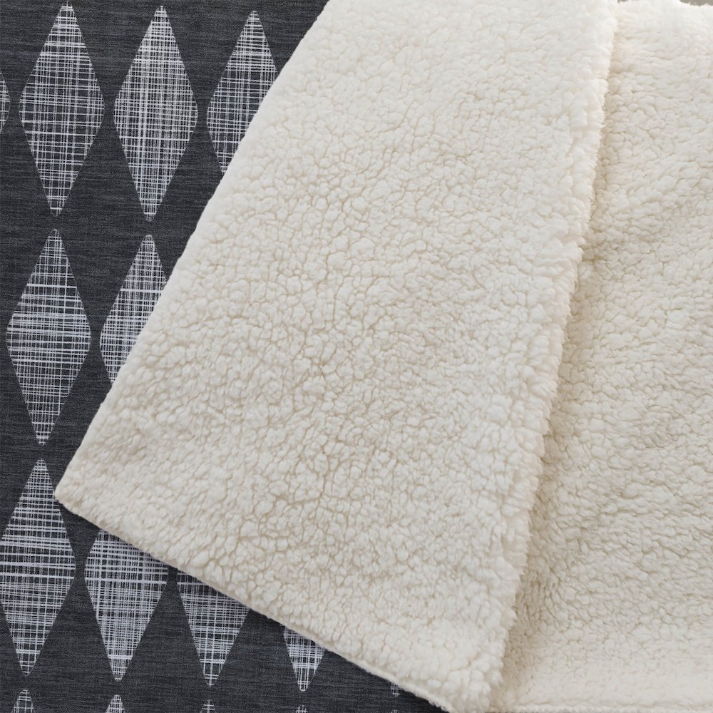 Premium Machine Washable ASB578 Charcoal 50" x 70" Sherpa Throw Blanket. Picture 2