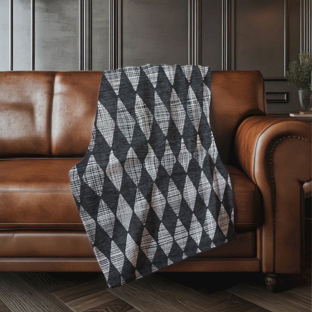 Premium Machine Washable ASB578 Charcoal 50" x 70" Sherpa Throw Blanket. Picture 4