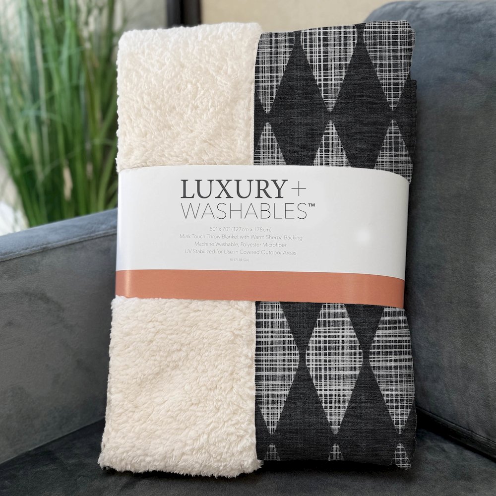 Premium Machine Washable ASB578 Charcoal 50" x 70" Sherpa Throw Blanket. Picture 3